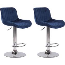 CLP Lot 2 Tabourets De Pied Trompette En Métal Bleu/Chrome Tabouret de bar 2pcs