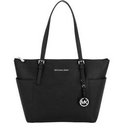 Michael Kors Jet Set Large Saffiano Leather Top-Zip Tote Bag - Black