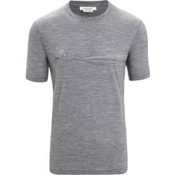 Icebreaker Men's Tech Lite II Short Sleeve T-Shirt Cadence Paths - Gritstone Heather