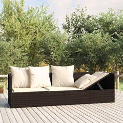 vidaXL Lettino Prendisole da Esterno con Cuscini Marrone in Polyrattan cod MXL 65498