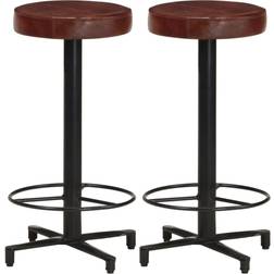 vidaXL Tabourets 66 cm Cuir Véritable Tabouret de bar 2pcs