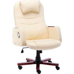 vidaXL De Cuero Sintético Crema Silla de oficina