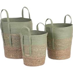 BigBuy Home Set Mint Naturlig fiber Kurv