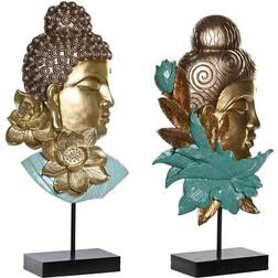 Dkd Home Decor 22 Gylden Buddha Turkisblå Orientalsk Dekorationsfigur