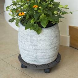 Nature Soporte Con Ruedas Para Plantas Redondo Madera Gris Ø30 cm Antracita