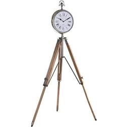 Dkd Home Decor Asztali óra 22 x 40 x 80 cm Naturell Silvrig Aluminium Tripod Mangoträ Traditionell