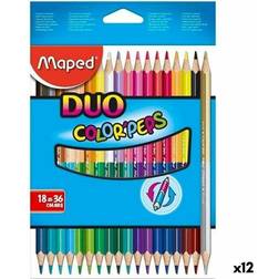 Maped Farveblyanter Duo Color' Peps Multifarvet 18 Dele Dobbelt afsluttet 12 enheder