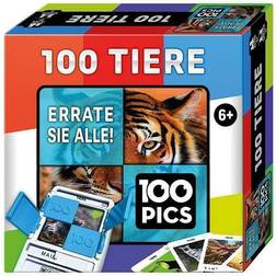 100 PICS 20208045 frågesportspel djur, pedagogiskt spel för hela familjen, brainteaser, resespel för vuxna och barn från 6 år