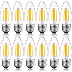 Luxrite 60-Watt Equivalent B10 Dimmable Edison LED Light Bulbs Torpedo Tip Clear Glass 2700K Warm White 12-Pack