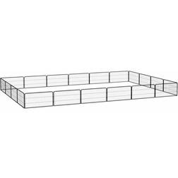 vidaXL 20-panels Hundegård 100x50 cm Pulverlakeret Stål Sort