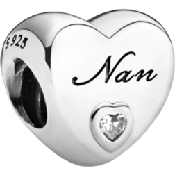 Pandora Nan Heart Charm - Silver/Transparent