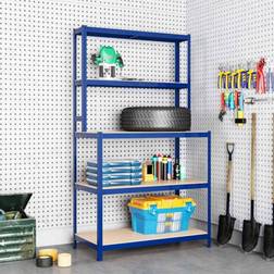 vidaXL Blue Steel Work Table with Shelves Writing Desk