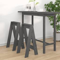 vidaXL Tabourets Lot De 2 Gris 40x40x75 cm Bois Massif De Pin Tabouret 40cm