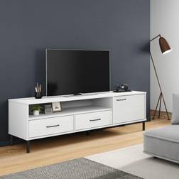 vidaXL Con Gambe Metallo Bianco Legno Massello di Pino OSLO Cod Mxl 9445 Mobile TV