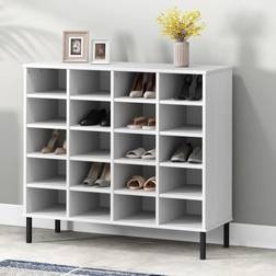 vidaXL white Solid Wood with Metal Shoe Rack