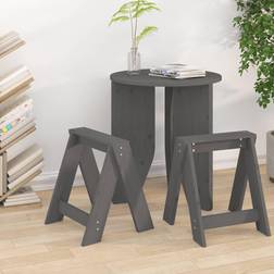 vidaXL Tabourets Lot De 2 Gris 40x40x45 cm Bois Massif De Pin Tabouret 40cm