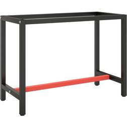 vidaXL Work Bench Frame Matte Black And Matte Red 110 x 50 x 79 cm Tabouret