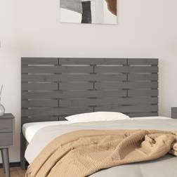 vidaXL Murale Meuble De Chambre à Coucher Intérieur Gris 126x3x63 cm Bois Massif de Pin Tête de lit