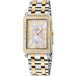 Gevril Womens Ave of Americas Mini Women’s Two toned IPYG Diamond Case, White MOP Silver & Gold One Size
