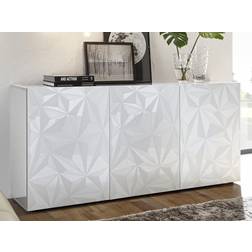 3 Portes Prisma Laqué Blanc L 181 x P 42 x H 84 cm Buffet