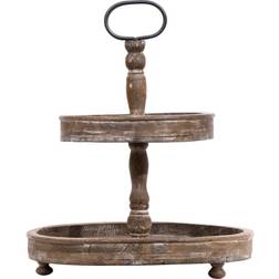 3R Studios Round 2-Tier Distressed Serving Tray