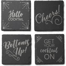 American Atelier Slate Silver Set of 4 Coasters Square 4X4 Coaster 4pcs