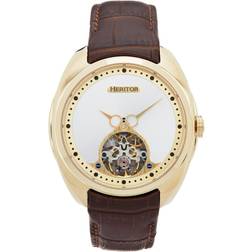 Heritor Automatic Mens Roman Semi-Skeleton Leather Band Watch