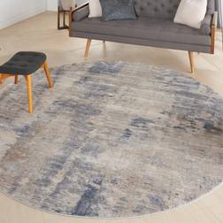 Nourison Large 160x160cm Rustic Textures RUS05 Abstract Circle Grey, Beige