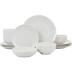 Elama Camellia Porcelain Double Bowl Dinner Set 16