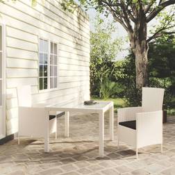 vidaXL Mobili Giardino 3 pz Con Cuscini In Polyrattan Bianco Set da pranzo per patio