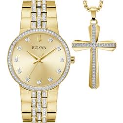 Bulova Cross Pendant Necklace Box Set (98K113)