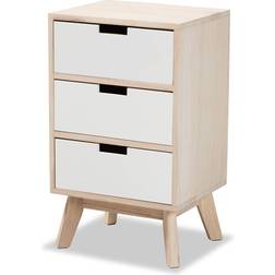 Baxton Studio Halian Mid-Century Modern Two-Tone Nightstand Bedside Table
