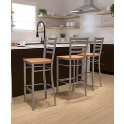 Flash Furniture Hercules Series Clear Coated Ladder Bar Stool