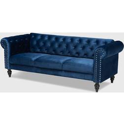 Baxton Studio Emma Collection EMMA-NAVY VELVET-SF Traditional Sofa