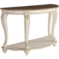 Ashley Semi-Circle White/Brown Console Table 19x48"