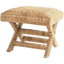 3R Studios 18.5" Wood & Water Hyacinth Woven Honey Seating Stool