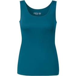 Cecil Linda Uni Color Top - Teal Blue