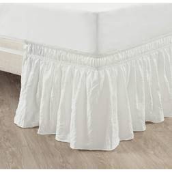 Lush Decor Ruched 20 Drop Length Ruffle Elastic Easy Wrap Around Valance Sheet White (203.2x)