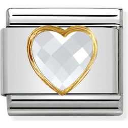 Nomination Composable Classic Multifaceted Heart Link Charm - Silver/Gold/White