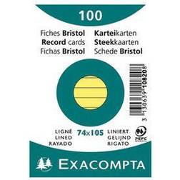 Exacompta Fichas De Cartulina Bristol 205 g/m2 Rayado 74x105 mm Amarillo