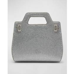 Ferragamo Wanda Mini Bag with Crystals - White