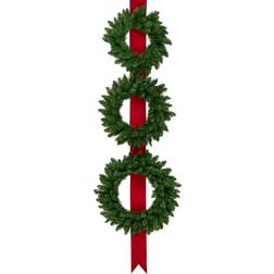 Northlight Set of 3 Wreaths on Ribbon Hanging Decoration, 6.5' Christmas Tree Ornament