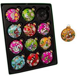 Kurt Adler 65Mm 12 Days Of Glass Set 12 Pieces Christmas Tree Ornament
