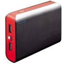 Platinet Power Bank Con Torcia Pmpb6br 6000 Mah 2 X Usb 1 A 2.1 A 5 V Rosso