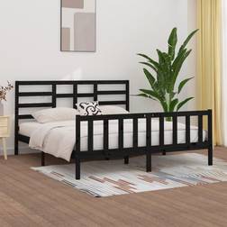 vidaXL Svart Massiv Furu 200x200 cm Sängram