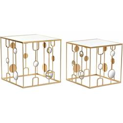 Dkd Home Decor Set of 2 Mirror Golden Nesting Table 50x50cm