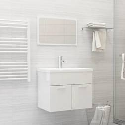 vidaXL Set Muebles De Baño 2 Piezas Madera Contrachapada Blanco Brillo