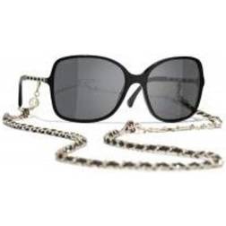 Chanel Quadratische Sonnenbrille - Sort/Gold