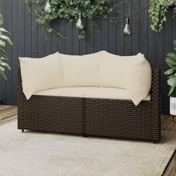 vidaXL Divani Angolari da Giardino con Cuscini 2 pz Polyrattan Marrone Divano Modulare