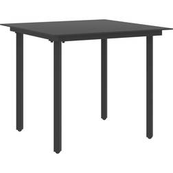 vidaXL Mesa De Comedor De Jardín Acero Y Vidrio Negro 80x80x74 cm